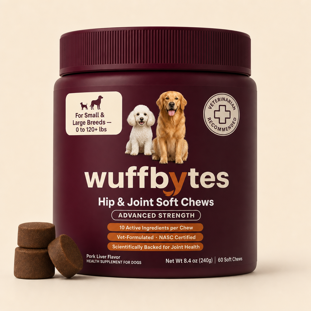 Wuffbytes HJ-01 Advanced Hip and Joint Chews jar